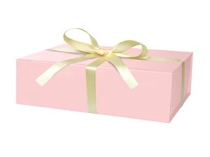 DaiUni Pink Gift Box 10.5"X7.1"X3.15" with Ribbon and Magnetic Closure Lid for Presents