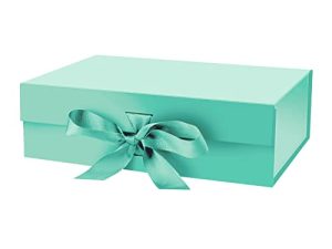 DaiJoob Gift Box with Lid for Presents 10.5x7.5x3.1 Inches with Ribbon and Magnetic Closure(1-Pack) (Robin Blue)