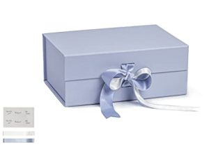SKETCHGROUP Baby Blue Gift Box with 2 Ribbons for Luxury Packaging-Magnetic Closure- Sturdy-Foldable-Keepsake box (A5 SIZE)