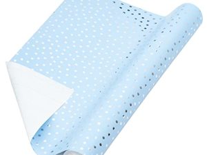 RUSPEPA Wrapping Paper Roll - Silver Foil Small Irregular Dots Baby Blue Background Design for Wedding