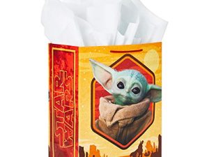 Hallmark 13" Large Star Wars Gift Bag with Tissue Paper (Baby Yoda
