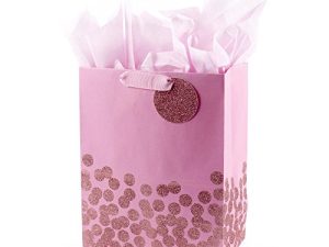 Hallmark 13" Large Gift Bag with Tissue Paper (Pink Glitter Dots) for Mothers Day