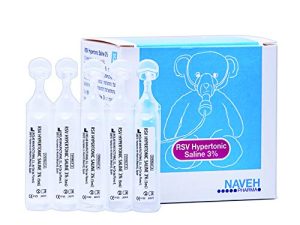 RSV Hypertonic Saline Solution 3% - Nebulizer Diluent for inhalators and Nasal Hygiene Devices Helps Clear Congestion from Airways and Lungs – Reduce Mucus (25 Sterile Saline Bullets of 0.17 Fl Oz)