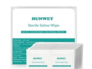 HUNWEY Saline Wipes - 48ct Unscented Cleansing Face Eye Wound Aftercare Swabs for Baby Adult Travel Individual Packet