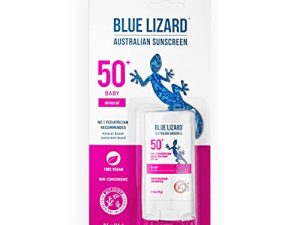 BLUE LIZARD Mineral Sunscreen Stick with Zinc Oxide SPF 50+ Water Resistant UVAUVB Protection Easy to Apply Fragrance Free.5 oz