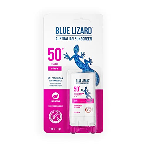 BLUE LIZARD Mineral Sunscreen Stick with Zinc Oxide SPF 50+ Water Resistant UVAUVB Protection Easy to Apply Fragrance Free.5 oz BLUE LIZARD Mineral Sunscreen Stick with Zinc Oxide SPF 50+ Water Resistant UVAUVB Protection Easy to Apply Fragrance Free.5 oz