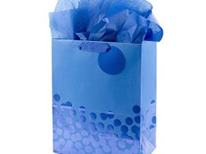Hallmark 13" Large Gift Bag with Tissue Paper (Blue Foil Dots) for Hanukkah