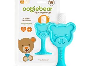 oogiebear 360° Toothbrush - Training Toothbrush for Babies. Safe Ultra Soft Silicone Toothbrush with Teddy Bear Baby Teething Relief and Gum Massaging Base. Baby Must Haves. BPA Free