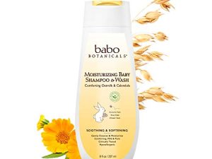 Babo Botanicals Moisturizing Plant-Based 2-in-1 Shampoo & Wash - with Organic Calendula & Oat Milk - For Babies