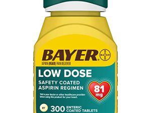Aspirin Regimen Bayer 81mg Enteric Coated Tablets | Pain Reliever |300 Count