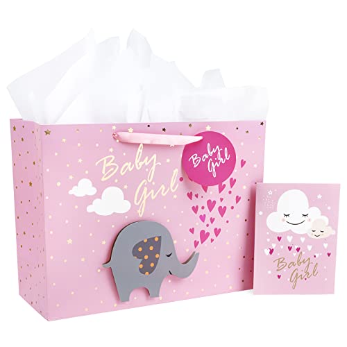 MAYPLUSS 16" Extra Large Gift Bag with Gift Card and Tissue Paper - Baby Girl 3D Making Design MAYPLUSS 16" Extra Large Gift Bag with Gift Card and Tissue Paper - Baby Girl 3D Making Design