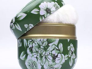 Topwon Powder Case with Powder Puff for Body Powder Container Dusting Powder Case for Baby&Mom (White Rose)