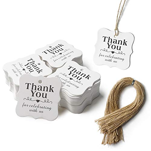 SallyFashion 150 PCS Paper Gift Tags Thank You Gift Tags with String for DIY Thanksgiving Day Halloween Christmas Wedding Party Favors SallyFashion 150 PCS Paper Gift Tags Thank You Gift Tags with String for DIY Thanksgiving Day Halloween Christmas Wedding Party Favors