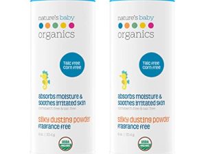 Nature's Baby Organics Baby Powder Corn Free/Talc Free Diaper Dusting Powder with Aloe Soft Gentle 100% Organic Baby Powder Hypoallergenic Fragrance Free 4 oz Each