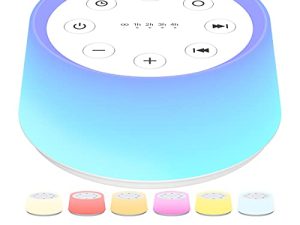 ColorsNoise Sound Machine and White Noise Machine with 30 Soothing Sounds with 12 Colors Baby Night Light with Memory Function (T-White)