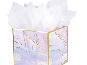 Loveinside Large Size Gift Bag - Colorful Marble Pattern Bag with Tissue Paper