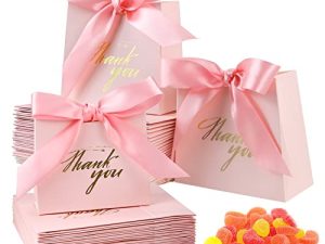 Tecmisse 40 Pack Small Thank You Gift Bag with Bow Ribbon