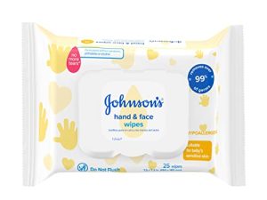 Johnson's Baby Disposable Hand & Face Cleansing Wipes to Gently Remove 99% of Germs & Dirt from Delicate Skin