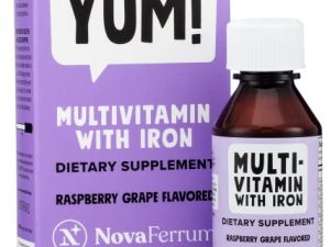 NovaFerrum YUM | Multivitamin with Iron for Infants and Toddlers | Multivitamin with Iron For Kids | Immune Support | Ages 4 & Under | Gluten Free Certified | Sugar Free | Raspberry Grape | 2 Fl Oz (50 mL)