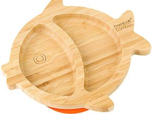 Bamboo Baby Plate with Suction - Kids and Toddler Suction Cup Plate for Babies