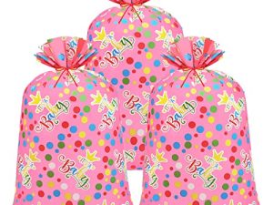 3 Pieces 56 Inch Jumbo Baby Shower Bags Oversized Plastic Dot Gift Bags Large Gift Bag Extra Large Baby Shower Bags with Rope for Parents Party Baby Shower Favors Supplies (Stylish Style)