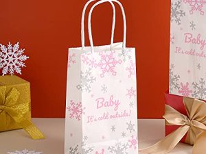 18 Pieces Birthday Gift Bag Snowflake Gift Bags Paper Goodie Bag Party Favor Bags Craft Bags with Handles Gift Wrapping Paper Bags for Birthday