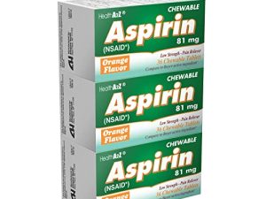 HealthA2Z® Aspirin 81mg Chewable | Low Strength | 3 Packs with 36 Chewable Tablets in Each (108 Tablets Total) | Orange Flavor | Pain Reliever | Reduce Headaches & Pains