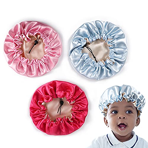 BEAUTIYAND Satin Bonnet Sleep Cap Adjustable Bonnets for Kids Reversible Toddler Bonnet BEAUTIYAND Satin Bonnet Sleep Cap Adjustable Bonnets for Kids Reversible Toddler Bonnet