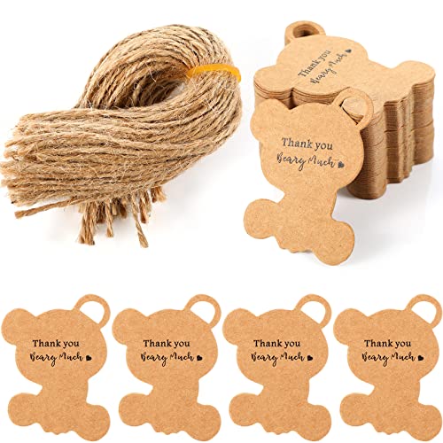 100 Pcs Thank You Tags Bear Tags Gift Tags Brown Kraft Paper Tags Hang Tags with Natural Twine for Crafts Baby Shower Gender Reveal Wedding Thanksgiving Christmas Birthday Party Favors 100 Pcs Thank You Tags Bear Tags Gift Tags Brown Kraft Paper Tags Hang Tags with Natural Twine for Crafts Baby Shower Gender Reveal Wedding Thanksgiving Christmas Birthday Party Favors