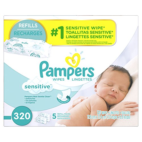 Pampers Sensitive Water Based Baby Wipes 5X Refill Packs Pampers Sensitive Water Based Baby Wipes 5X Refill Packs