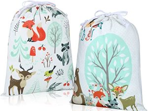Shappy 2 Pcs Drawstring Fabric Gift Bags