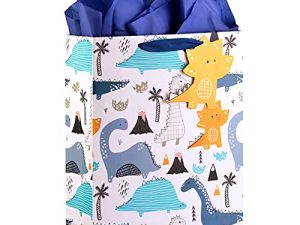 16.5" Extra Large Gift Bag with Tissue Paper for Boys (Dinosaurs)