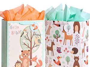 SUNCOLOR 16.5" Extra Large Gift Bags for Baby Shower with Tissue Paper(2 Pack